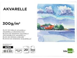 Bloc Dibujo Liderpapel Acuarela Encolado 210X297Mm 20 Hojas 300G/M2 Sin Recuadro