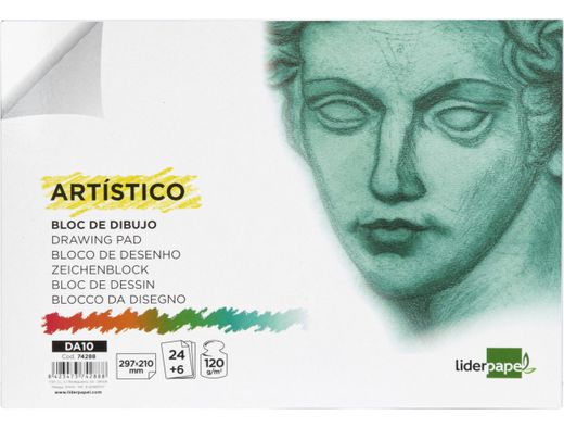 Bloc Dibujo Liderpapel Artistico Encolado 210X297 mm 30 Hojas 120G/M2 Sin Recuadro