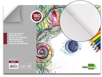 Bloc Dibujo Liderpapel Artistico Encolado 230X325Mm 20 Hojas 180 G/M2 Sin Recuadro