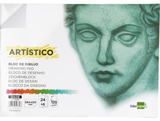 Bloc Dibujo Liderpapel Artistico Encolado 594X420Mm 24+6 Hojas 120G/M2 Sin Recuadro