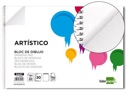 Bloc Dibujo Liderpapel Artistico Espiral 230X325Mm 20 Hojas 130G/M2 Sin Recuadro Perforado