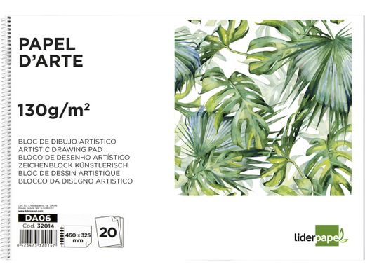 Bloc Dibujo Liderpapel Artistico Espiral 460X325Mm 20 Hojas 130G M2 Sin Recuadro Perforado