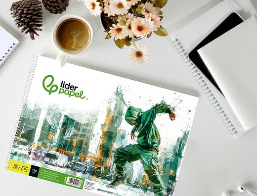 Bloc dibujo liderpapel artistico urban espiral 230x325mm 20 hojas 130g/m2 sin recuadro perforado