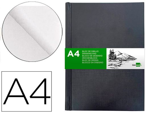 Bloc dibujo liderpapel esbozos encuadernado din A4 210x297 mm 100 hojas 100 g/m2 color negro