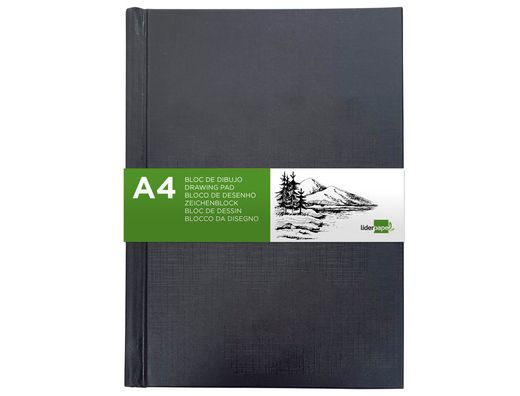 Bloc dibujo liderpapel esbozos encuadernado din A4 210x297 mm 100 hojas 100 g/m2 color negro