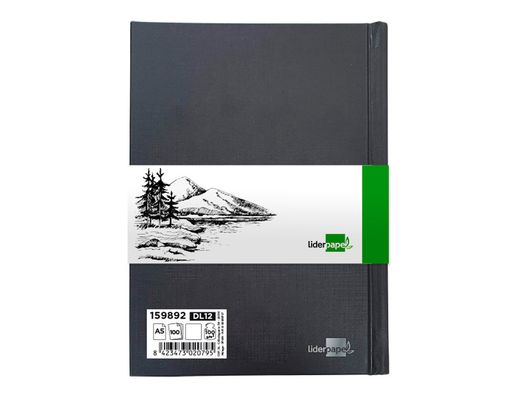 Bloc dibujo liderpapel esbozos encuadernado din A5 210x148 mm 100 hojas 100 g/m2 color negro