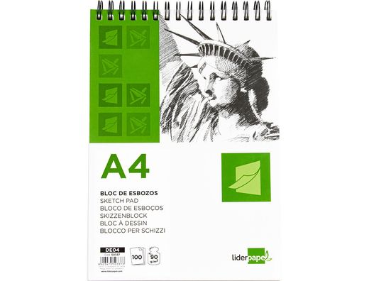 Bloc Dibujo Liderpapel Esbozos Espiral Din A4 210X297Mm 100 Hojas 90G/M2 Sin Recuadro