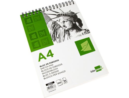 Bloc Dibujo Liderpapel Esbozos Espiral Din A4 210X297Mm 100 Hojas 90G/M2 Sin Recuadro