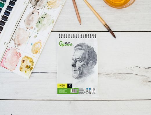 Bloc dibujo liderpapel esbozos espiral din a6 105x148mm 100 hojas 90gr/m2 sin recuadro