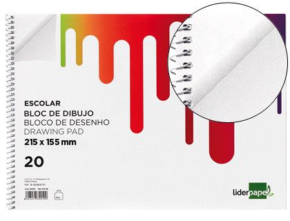 Bloc Dibujo Liderpapel Escolar Espiral 155X215Mm 20 Hojas 90G/M2 Sin Recuadro
