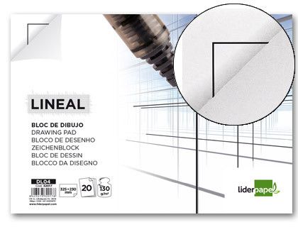 Bloc Dibujo Liderpapel Lineal Encolado 230X325Mm 20 Hojas 130G/M2 con Recuadro