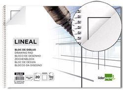 Bloc Dibujo Liderpapel Lineal Espiral 230X325Mm 20 Hojas 130G/M2 con Recuadro Perforado