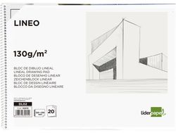 Bloc Dibujo Liderpapel Lineal Espiral 230X325Mm 20 Hojas 130G/M2 con Recuadro Perforado