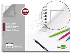 Bloc Dibujo Liderpapel Lineal Espiral 230X325Mm 20 Hojas 180 G/M2 con Recuadro Perforado