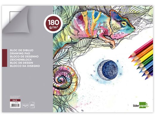 Bloc Dibujo Liderpapel Lineal Espiral 460X325Mm 20 Hojas 180 G/M2 con Recuadroperforado