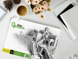 Bloc dibujo liderpapel lineal historico espiral 230x325mm 20 hojas 130g/m2 con recuadro perforado