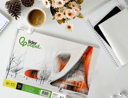 Bloc dibujo liderpapel lineal vanguardia espiral 230x325mm 20 hojas 130g/m2 con recuadro perforado