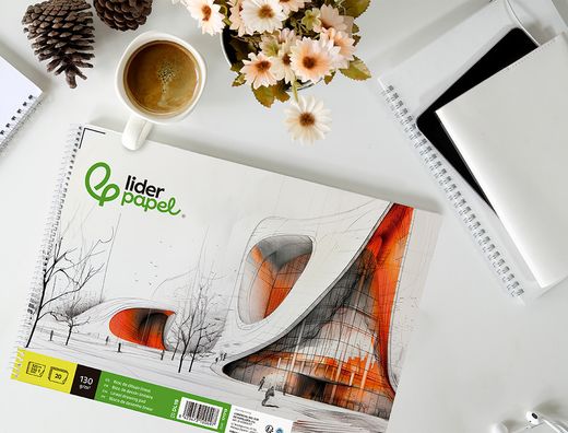 Bloc dibujo liderpapel lineal vanguardia espiral 230x325mm 20 hojas 130g/m2 con recuadro perforado