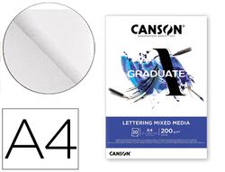Bloc dibujo multitecnicas canson graduate lettering mixed media 210x297 mm cm 20 hojas 200 gr