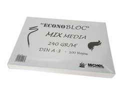 Bloc dibujo multitecnicas michel econobloc mix media din a3 encolado 100 hojas 240 gr 297x420 mm