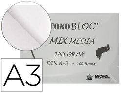 Bloc dibujo multitecnicas michel econobloc mix media din a3 encolado 100 hojas 240 gr 297x420 mm