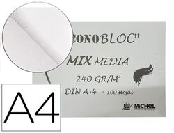 Bloc dibujo multitecnicas michel econobloc mix media din a4 encolado 100 hojas 240 gr 210x297 mm