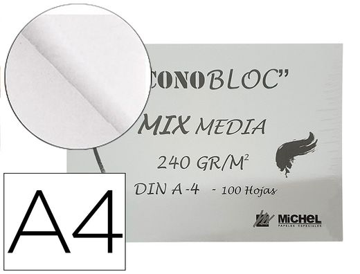 Bloc dibujo multitecnicas michel econobloc mix media din a4 encolado 100 hojas 240 gr 210x297 mm