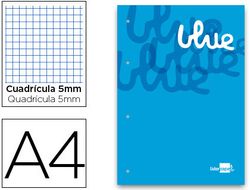 Bloc Encolado Liderpapel Cuadro 5 mm Azul A4 Natural 100 Hojas 100 G/M2