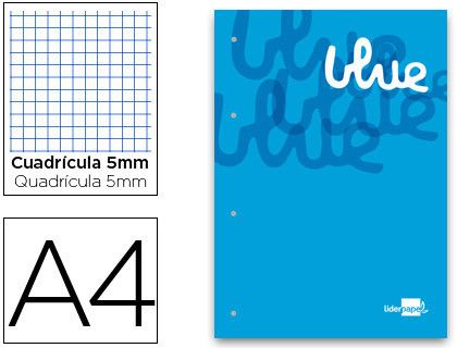 Bloc Encolado Liderpapel Cuadro 5 mm Azul A4 Natural 100 Hojas 100 G/M2