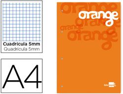 Bloc Encolado Liderpapel Cuadro 5 mm Naranja A4 Natural100 Hojas 100 G/M2