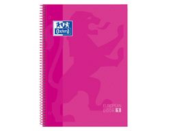 Bloc espiral oxford european book tapa extradura din a4 80 hojas cuadricula 5 mm color rosa