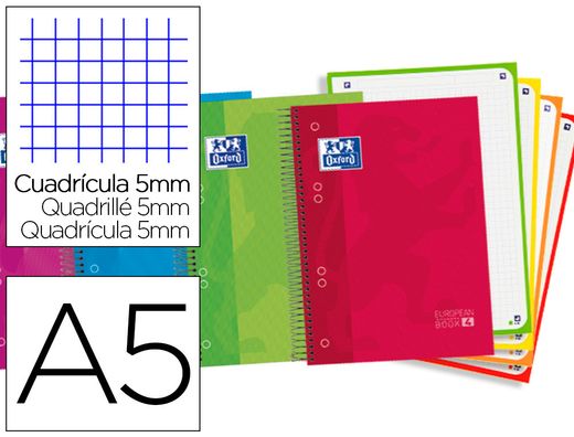 Bloc espiral oxford tapa extradura optik paper microperforado din a5 120 h 50% hojas gratis cuadros 5 mm