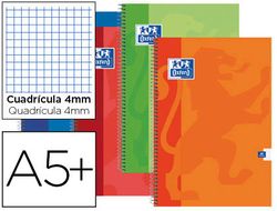 Bloc Espiral Oxford Tapa Extradura Tamaño Cuarto 80 Hojas Cuadros 4 Mm