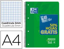 Bloc espiral oxford tapa plastico optik paper microperfdin a4 120 h 50% hojas gratis cuadros 5 mm con 3 separadores