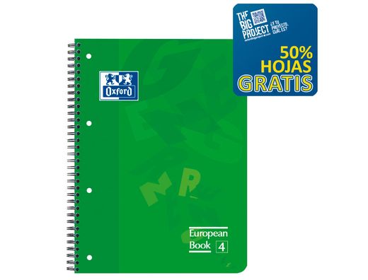 Bloc espiral oxford tapa plastico optik paper microperfdin a4 120 h 50% hojas gratis cuadros 5 mm con 3 separadores