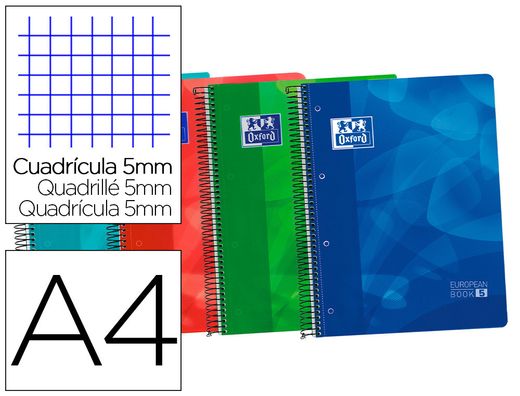 Bloc espiral oxford tapa plastico optik paper microperforado din a4 120 h 50% hojas gratis cuadros 5 mm