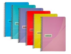 Bloc espiral personalizado tapa extradura folio 80 hojas pauta 5 2,5 mm con margen 70 gr colores surtidos