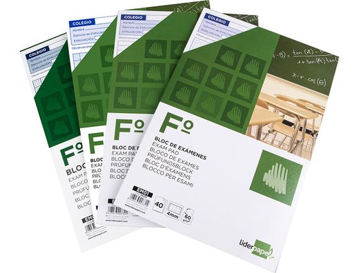 Bloc Examenes Liderpapel Cuadro 4Mm Folio 40 Hojas 60G/M2