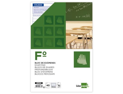 Bloc Examenes Liderpapel Horizontal Folio 40 Hojas 60G/M2