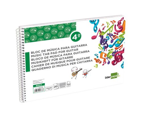 Bloc Musica Liderpapel para Guitarra Hexagrama 3 Mm. Cuarto 20 Hojas 100G/M2