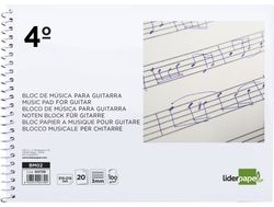 Bloc Musica Liderpapel para Guitarra Hexagrama 3 Mm. Cuarto 20 Hojas 100G/M2