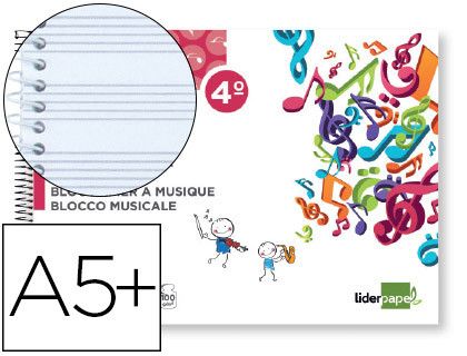 Bloc Musica Liderpapel Pentagrama 3Mm Cuarto 20 Hojas 100G/M2
