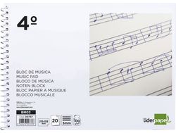 Bloc Musica Liderpapel Pentagrama 3Mm Cuarto 20 Hojas 100G/M2