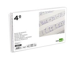 Bloc Musica Liderpapel Pentagrama 3Mm Cuarto 20 Hojas 100G/M2