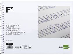 Bloc Musica Liderpapel Pentagrama 3Mm Folio Apaisado 20 Hojas 100G/M2