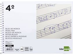 Bloc Musica Liderpapel Pentagrama 4Mm Cuarto 20 Hojas 100G/M2