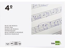 Bloc Musica Liderpapel Pentagrama 5Mm Cuarto 20 Hojas 100G/M2 Grapado
