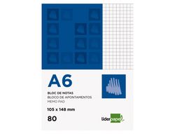 Bloc Notas Liderpapel Cuadro 4Mm A6 80 Hojas 60G/M2 Perforado