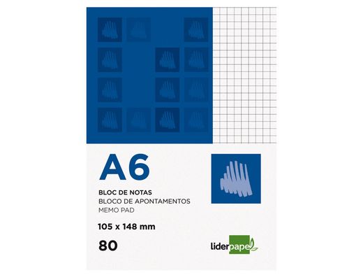 Bloc Notas Liderpapel Cuadro 4Mm A6 80 Hojas 60G/M2 Perforado