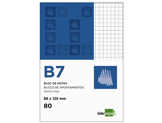 Bloc Notas Liderpapel Cuadro 4Mm B7 80 Hojas 60G/M2 Perforado